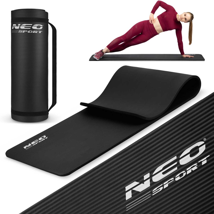 Коврик для фитнеса и йоги каучуковый Neo-Sport - 183 x 60 x 1,5 см - черный 192000 фото